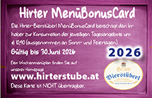 Hirter Bierstüberl MenüBonusCard